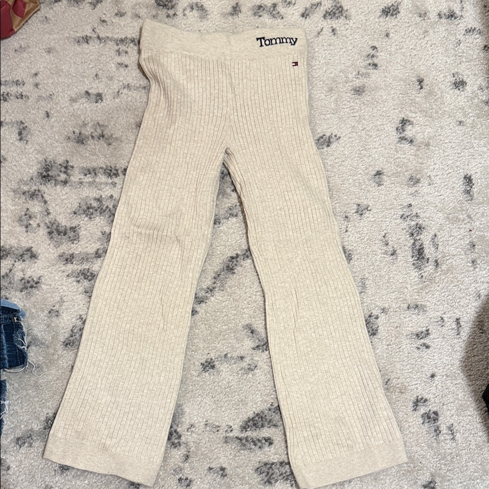 Tommy Hilfiger Kids Beige Ribbed Leggings